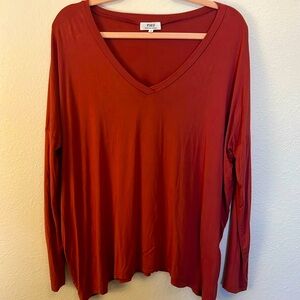 PIKO Slouchy V-Neck Mauve Shirt - Size Small